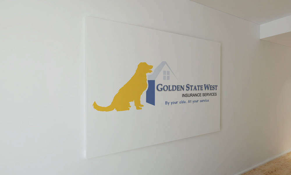 Golden State West Insurance agency's logo on the office wall